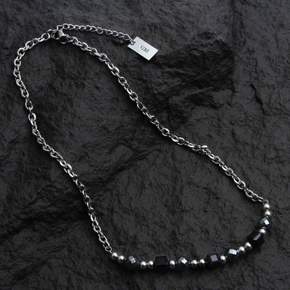 BLACK PENDANT CHAIN NECKLACE