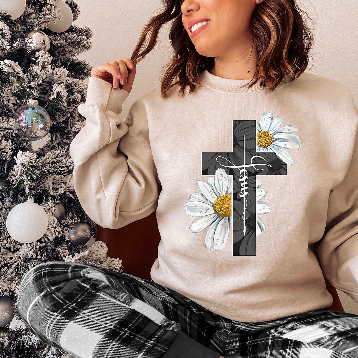 Jesus Cross Daisies Sweatshirt